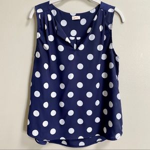 Pixley Navy Blue White Polkadot Tank Size Medium